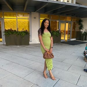 Lime green slinky dress